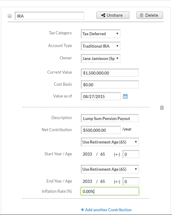 how-do-i-model-a-pension-lump-sum-payout-support